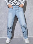Men High Waist Letter Graphic Straight Leg Jeans