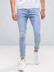 Men High Waist Slant Pockets Skinny Jeans