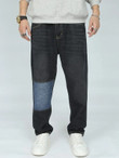 Men Contrast Panel Slant Pocket Jeans
