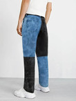 Men Two Tone Straight Leg Jeans Without Belt