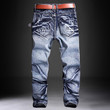 Men Ripped Jean Classic Fashion Slim Fit Baggy Straight Cool Design Biker Jeans