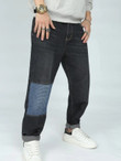 Men Contrast Panel Slant Pocket Jeans