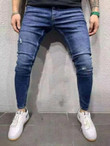 Men Stone Wash Ripped Skinny Jeans