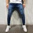 Men Ripped Jeans Fashion Zipper Skinny Classic Cowboy Hip Hop Destroyed Jeans