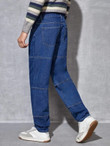 Men Top-stitching Straight Leg Jeans