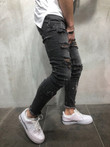 Men Hipster Skinny Jeans Hip Hop Slim Fit Distressed Ripped Jeans