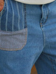 Men Striped Slant Pocket Jeans