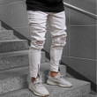 Men Ripped Jeans Mid Waist Button Zipper Hole Cool Fashion Skinny Jeans