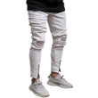 Men Ripped Jeans Mid Waist Button Zipper Hole Cool Fashion Skinny Jeans