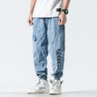 Men's jeans stretch cotton slacks baggy fit multi-pocket fashion jeans