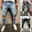 Fashion Streetwear Men's Vintage Skinny Destroyed Ripped Jeans
