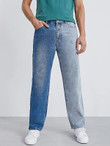Men Colorblock Straight Leg Jeans