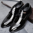 Men formal oxford shoes genuine leather italian design pointed toe dress shoes