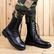 Men Boots Mid-Calf Army Style Genuine Leather Non-slip Lace Up Martin Boots