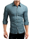 Fashion Men Shirt Long Sleeves Classic Plaid Slim Fit Dress Shirt