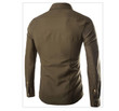 Men Fashion Epaulet Double Pocket Long Sleeve Shirt