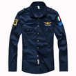 Men Fashion Embroider Cotton Air Force Shirt