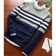 Men Sweater Fashion Design Round Neck Patchwork Knitted Sweaters