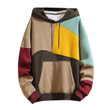 Men Fashion Casual Patchwork Pullover Hoodie
