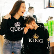 King Queen Printed Couple Hoodies