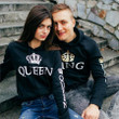 King Queen Printed Couple Hoodies