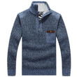 Fashion Autumn Winter Men Sweater  Thick Warm Fleece Turtleneck Pullover Half Zipper Collar