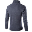 Men Sweater Slim Warm Solid High Lapel Jacquard Hedging British Fashion