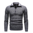 New Autumn Winter Men Sweater Solid Slim Fit Pullovers Casual Thick Fleece Turtleneck