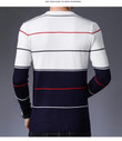 Fashion Men Sweater Striped Slim Fit Knitted Woolen Casual Style
