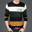 Men Casual Sweater O-Neck Striped Slim Fit Pullover Fashion Brand Design