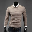 Fashion Men Sweater Knitted Solid Color O Neck Slim Fit  Warm Sweater
