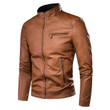 Men Leather Jacket Outfit Fashion Biker Style Zipper Jacket