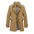 Men Trench Coat Top Quality Leather Windbreaker Fashion Long Coat