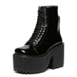 Women Ankle Boots Punk Gothic Style Rubber Sole Lace Up Chunky Boots