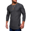 Brand Designer Men Fashion Zipper O Neck Long Sleeve T-Shirt