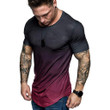 Men Slim Fit Casual Gradient Color Short Sleeve T-Shirt