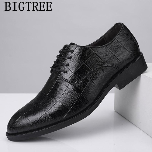 Men dress shoes genuine leather brand designer oxford shoes
