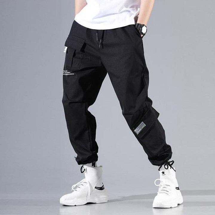 Men Joggers Fashion Streetwear  Loose Fit Multi Pockets Casual Harem Pants