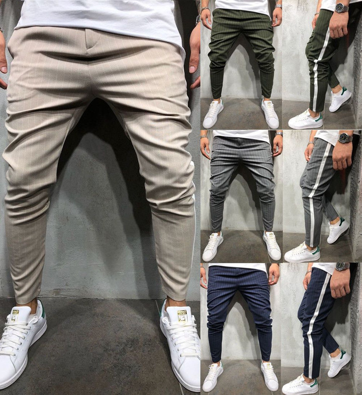 Men Pencil Jogger Pants Slim Fashion Urban Straight Leg Solid Pants