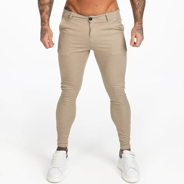 Men Chinos Slim Fit Stretchy Pants Thick Casual Ankle Tight Fit