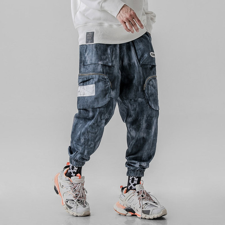 Men Multi Pocket Harem Pants Streetwear Punk Hip Hop Casual Joggers