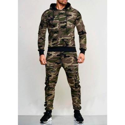 Men's Zipper Camouflage Sets Sweatpants and Hoodies