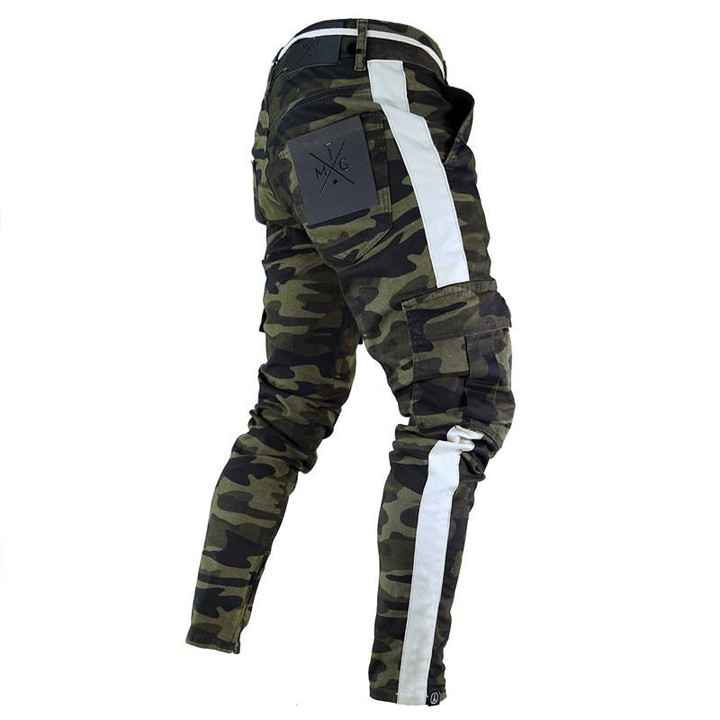 Military Work Cargo Camo Combat Side Stripe Hip Pop Streetwear Men Pants