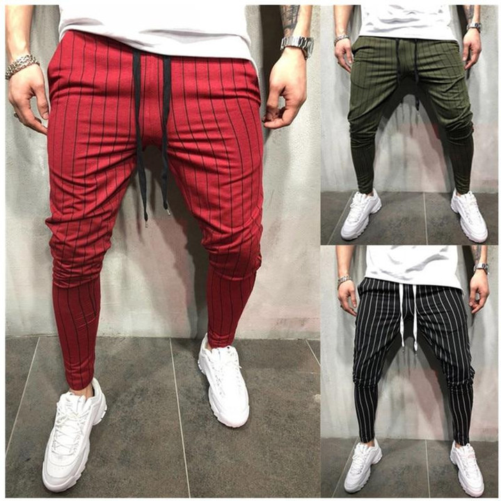 Men's Twill Fashion Stripe Urban Straight Casual Joggers Pants