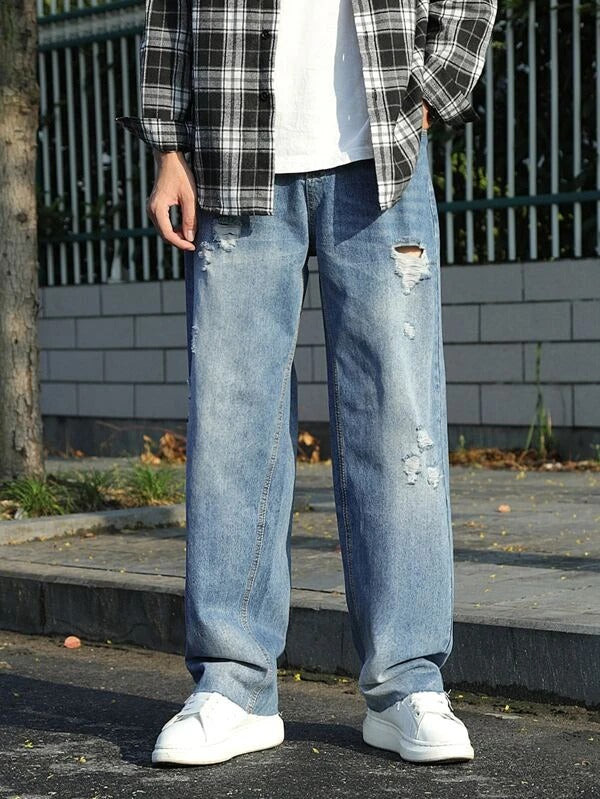 Men Pocket Ripped Jeans