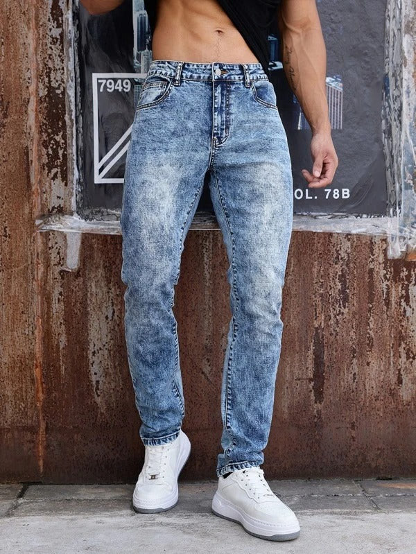 Men Marled Slant Pocket Jeans