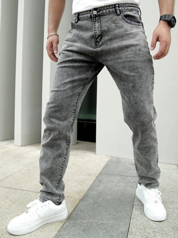 Men Straight Leg Slant Pocket Jeans