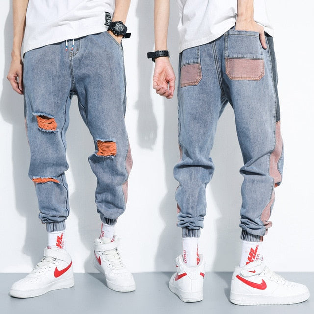 High Street Fashion Men Destroyed Hip Hop Ripped Jeans