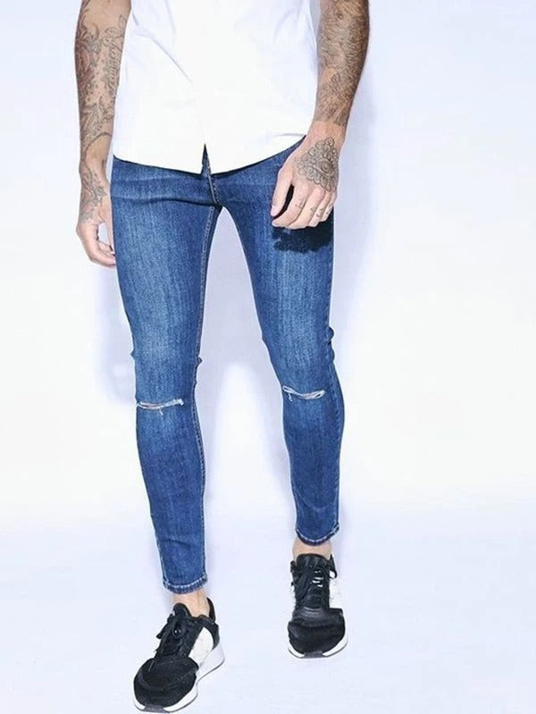Men Ripped Washed Skinny Jeans