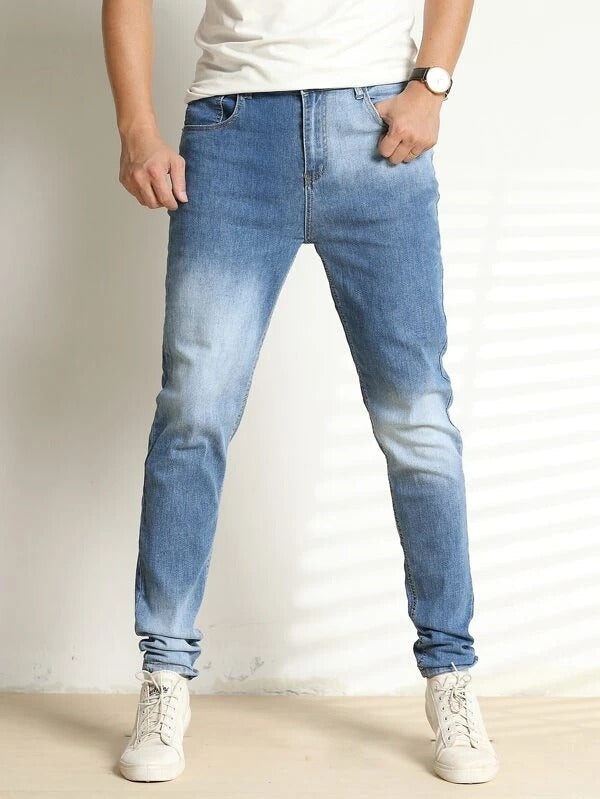 Men Slant Pocket Washed Jeans